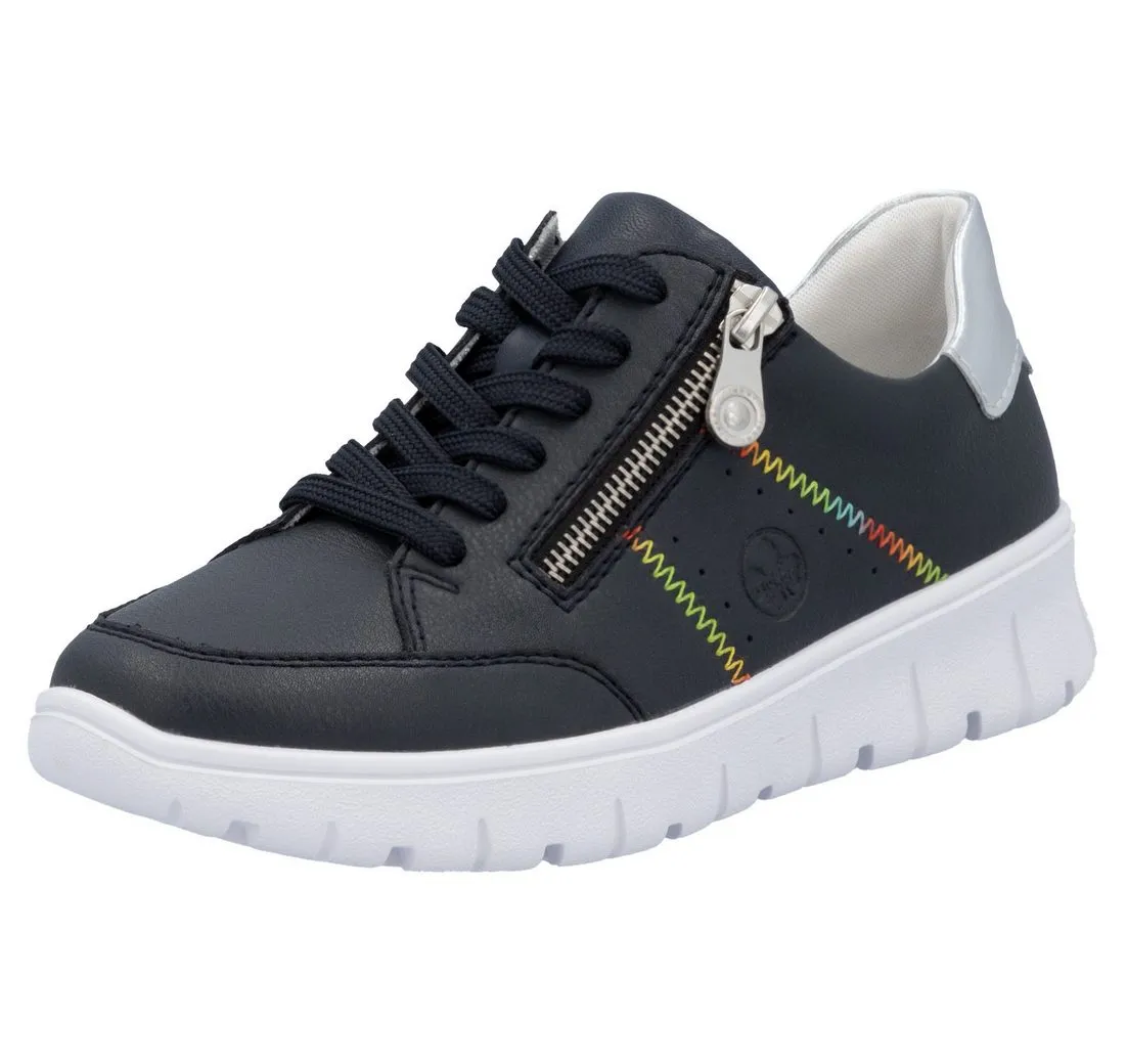 RIEKER Sneaker, Schnürschuh, Halbschuh, Freizeitsneaker, seitlicher Reißverschluss