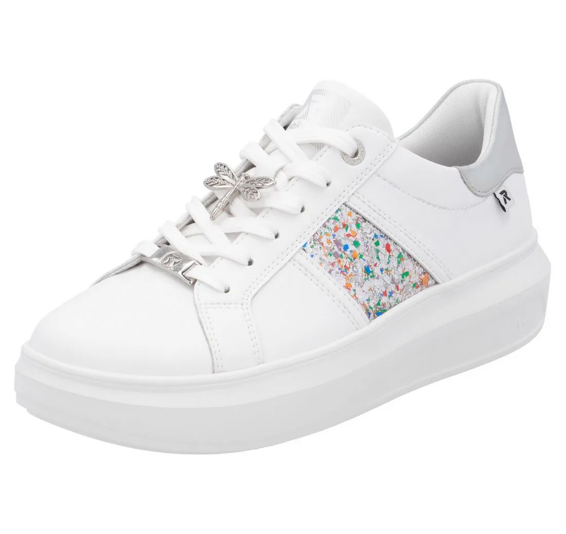 RIEKER SPORT Plateausneaker mit stylischen Metallic-Details, Freizeitschuh, Halbschuh, Schnürschuh