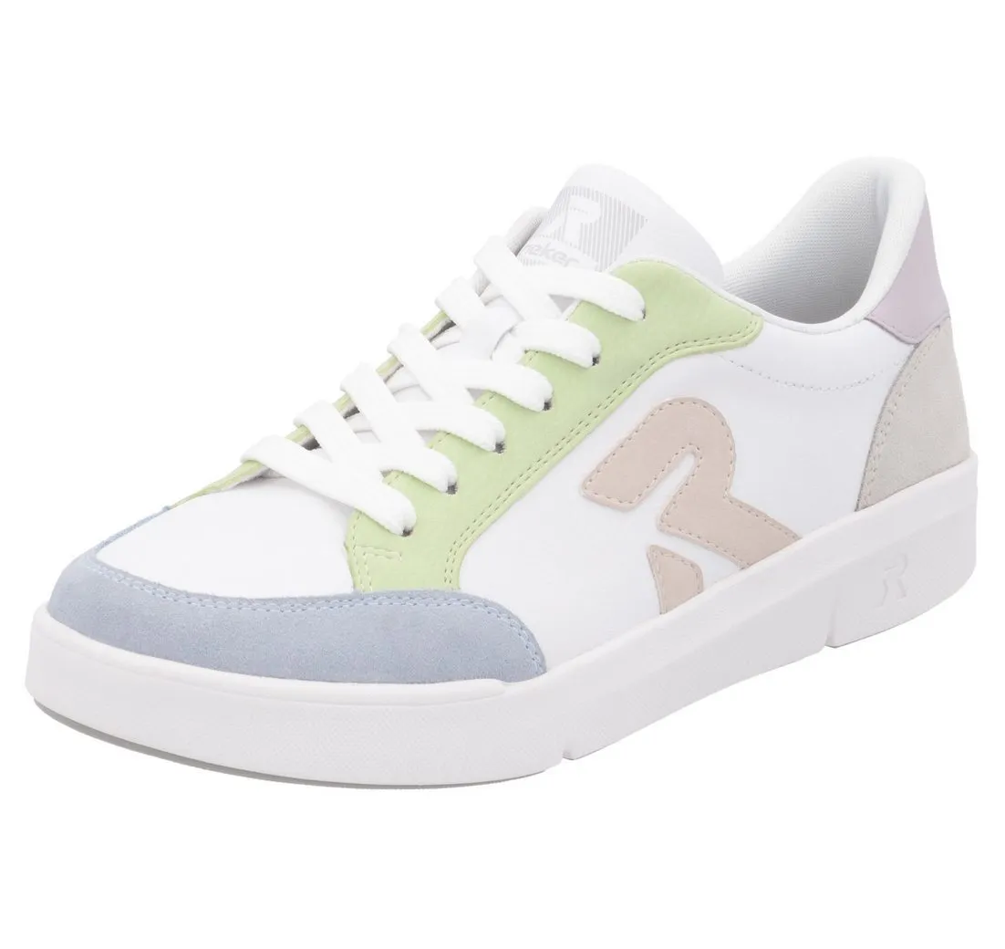 RIEKER SPORT Plateausneaker, Schnürschuh, Halbschuh, Freizeitschuh mit pastellfarbenen Akzenten