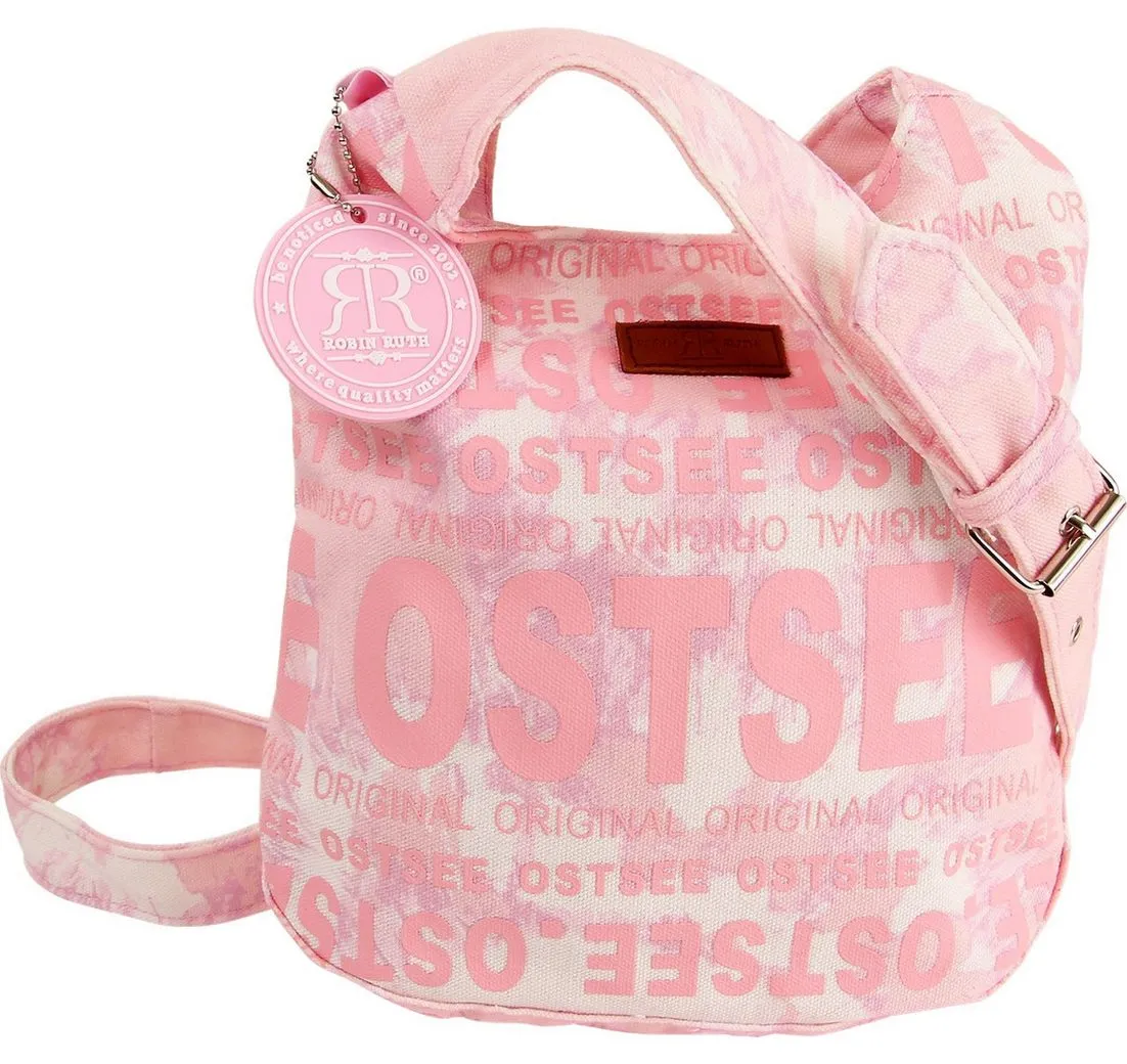 Robin Ruth Schultertasche Robin Ruth Schultertasche Baumwolle rosa (Schultertasche), Schultertasche Baumwolle, rosa, weiß ca. 21cm hoch