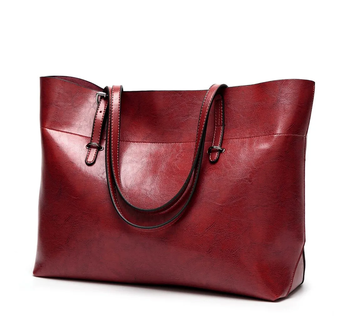 RWEUOQ Handtasche Damen Umhängetasche Henkeltasche Aktentasche Bordeauxrot (Kunstleder Schultertasche Freizeittasche chultertasche, 1-tlg), Tragetasche Groß Tasche Weiches Vintage