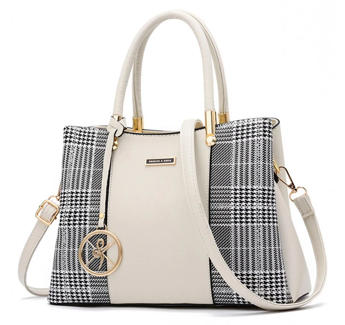 RWEUOQ Henkeltasche Damen Umhängetasche Schultertasche Arbeitstasche Weiß (1-tlg., Shopper, Freizeittasche, Unitasche, Bürotasche, Kunstleder), Arbeitstasche Messenger-Tasche Top Griff Schultergurt