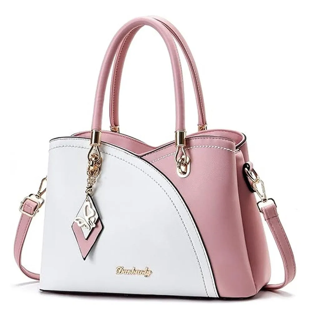 RWEUOQ Henkeltasche Handtasche mit Quasten, Patchwork-Farbe, 3-in-1-wasserdichtes PU-Leder, Mehrzweck Modisch und vielseitig, Geeignet für Arbeit und Freizeit