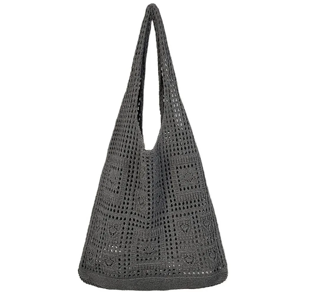RWEUOQ Schultertasche Schultertasche Handtasche geflochte Umhängetasche durchbrochene Tasche (Strick-Schultertasche für Damen, Boho-Handtasche, Maßen von ca. 36 x 32 cm, Henkellänge von 28 cm), faltbaren Design, für Shopping, Reisen und den täglichen Gebrauch