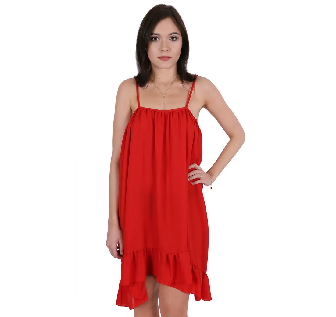 SARCIA.EU Sommerkleid Rotes Sommerkleid mit Rüschen JOHN ZACK XL