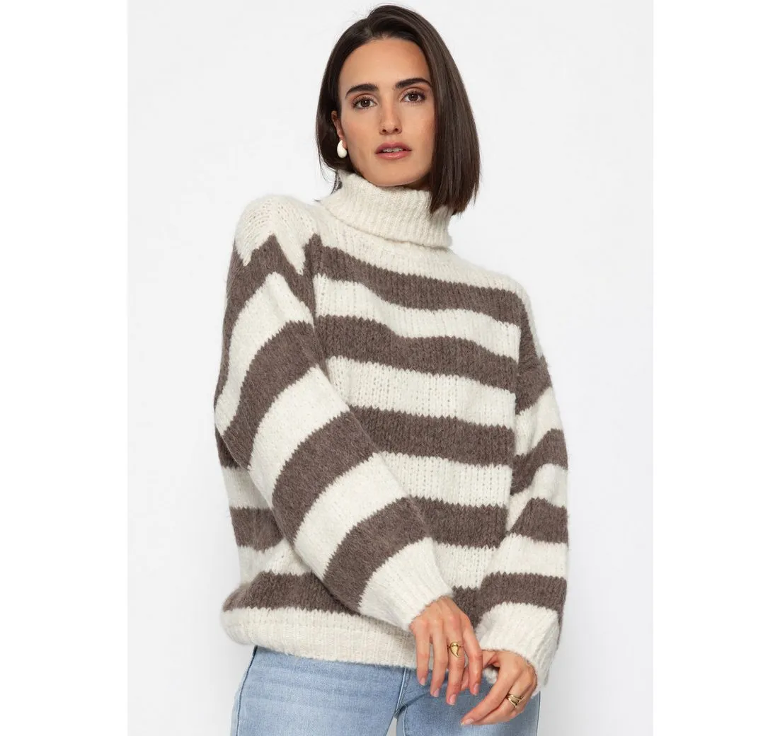 SASSYCLASSY Strickpullover Oversize Pullover Damen Winter mit Rollkragen Rollkragenpullover aus weichem Strick Elegant Schwarz Beige Rot Grau