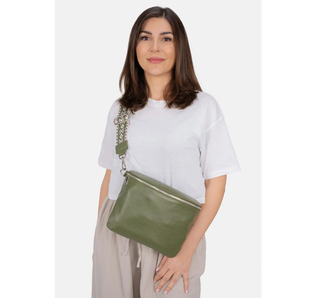 Seasons of April Schultertasche Crossbody Bag Rona, Große Damen Umhängetasche aus 100% Echtleder mit breitem Gurt