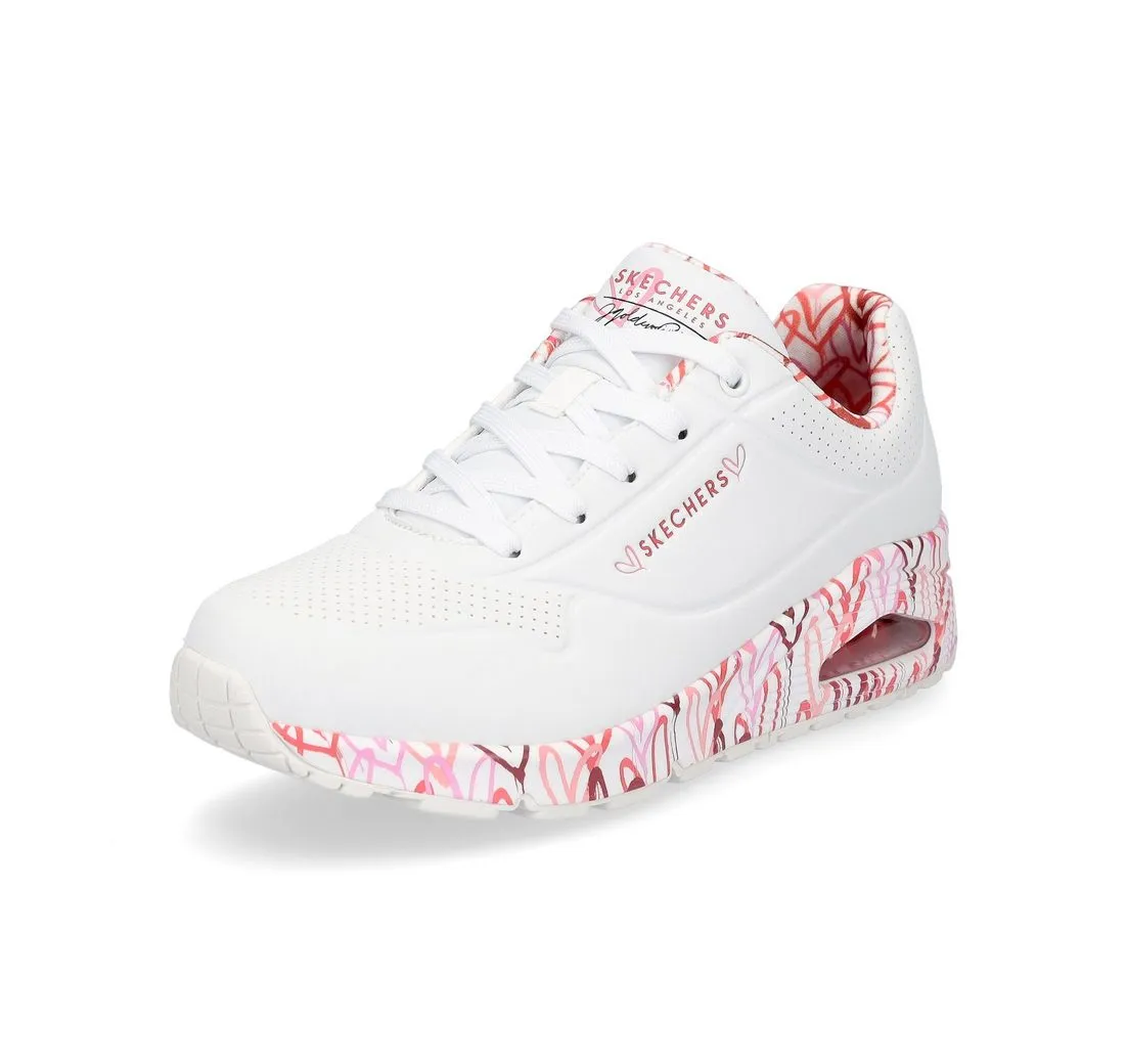 SKECHERS Skechers JGoldcrown Damen Sneaker UNO Loving Love weiß pink Sneaker