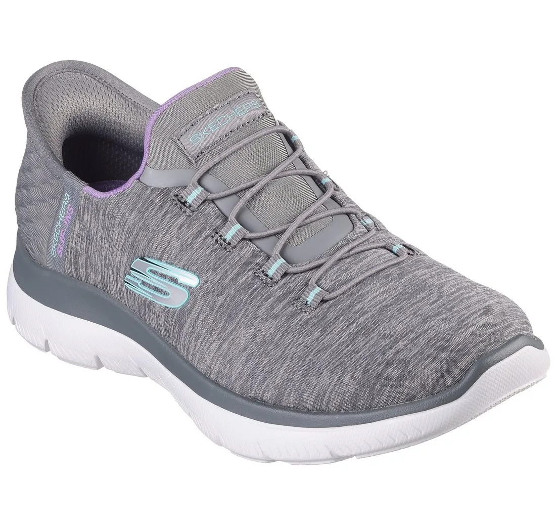 SKECHERS SUMMITS DAZZLING HAZE Slipper Slip Ins Sneaker, Freizeitschuh mit dezenten Kontrastdetails