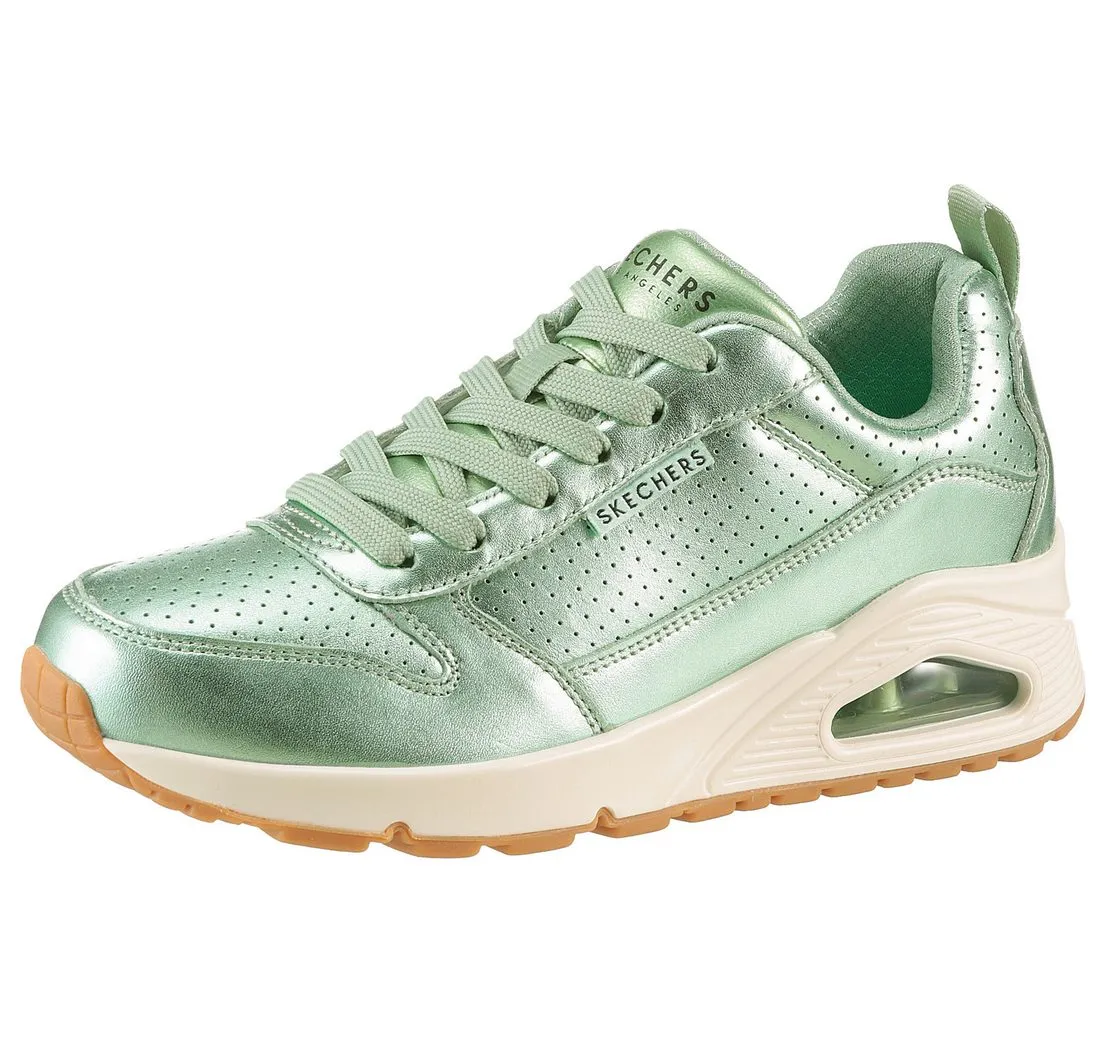 SKECHERS UNO-METALLIXS Sneaker, Keilsneaker, Plateausneaker, Schnürschuh, Halbschuh im Metallic-Look