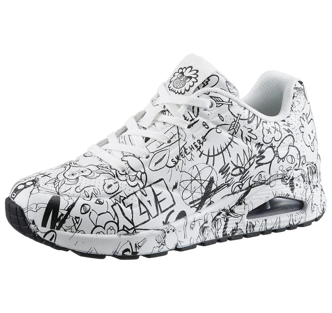 SKECHERS UNO-PROCESS SKETCH Sneaker mit coolem Sketchprint, Freizeitschuh, Halbschuh, Schnürschuh