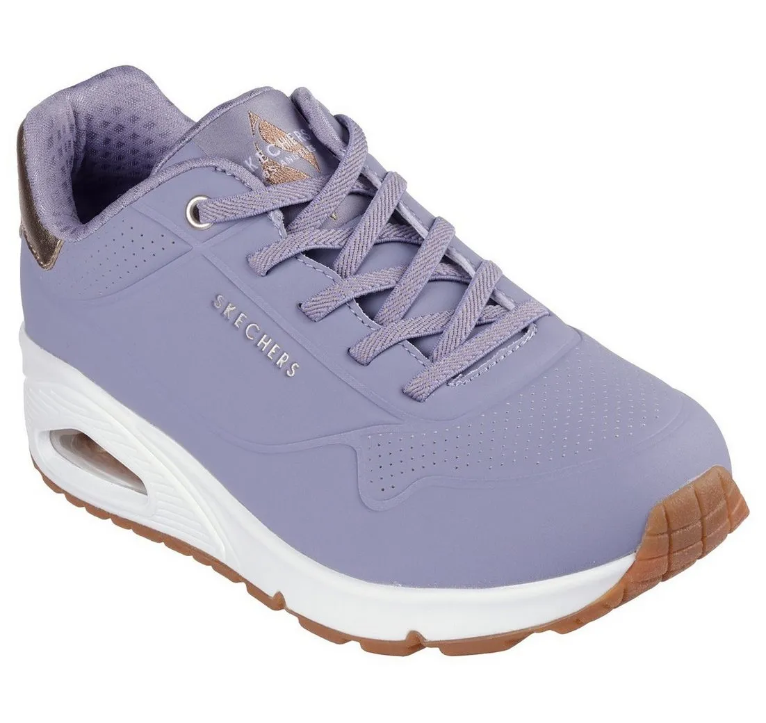 SKECHERS UNO SHIMMER AWAY Slip-On Sneaker Slipper, Freizeitschuh, Plateausneaker mit modischem Keilabsatz