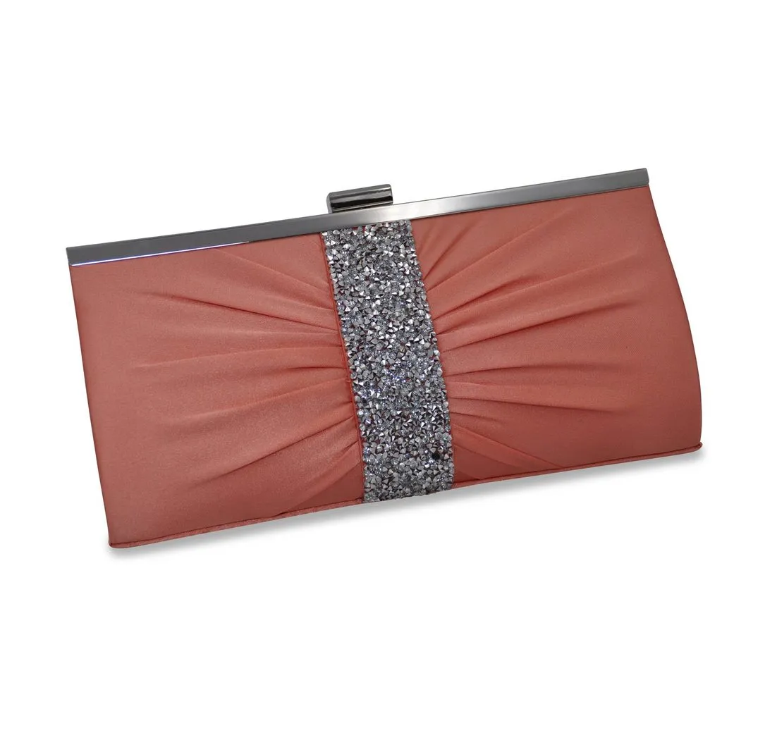 Steuer Abendtasche Satin-Optik mit Strassbesatz