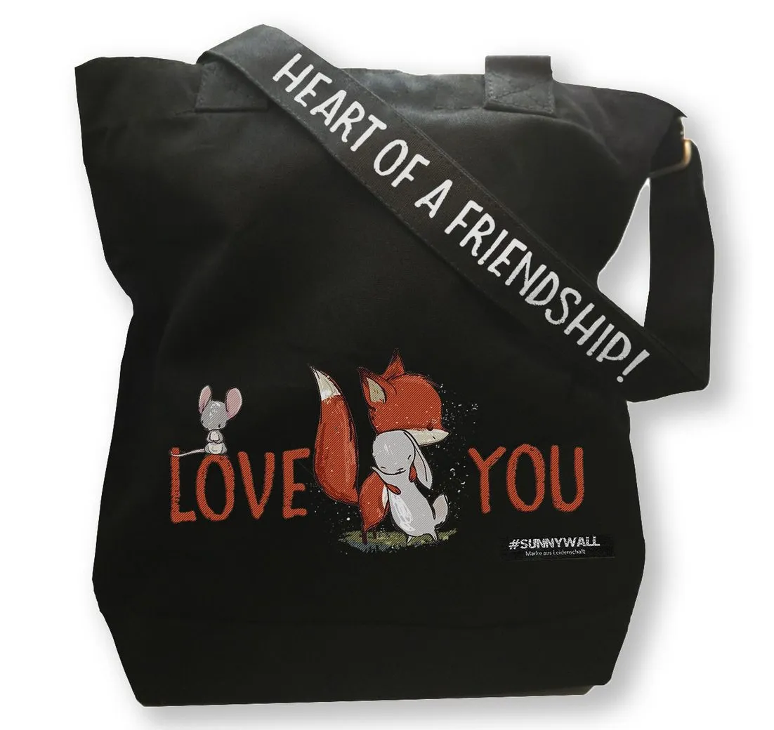 Sunnywall Freizeittasche Freizeittasche Canvas Fuchs & Hase - Heart of a Friendship / Love You