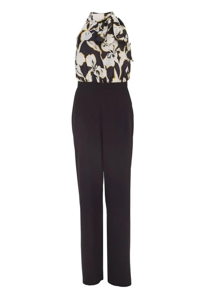 SWING Jumpsuit -  eleganter Jumpsuit mit Schluppe aus Material Mix
