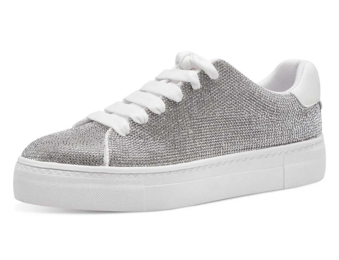 TAMARIS Plateausneaker, Freizeitschuh, Halbschuh, Schnürschuh im Silber-Glitzer-Look