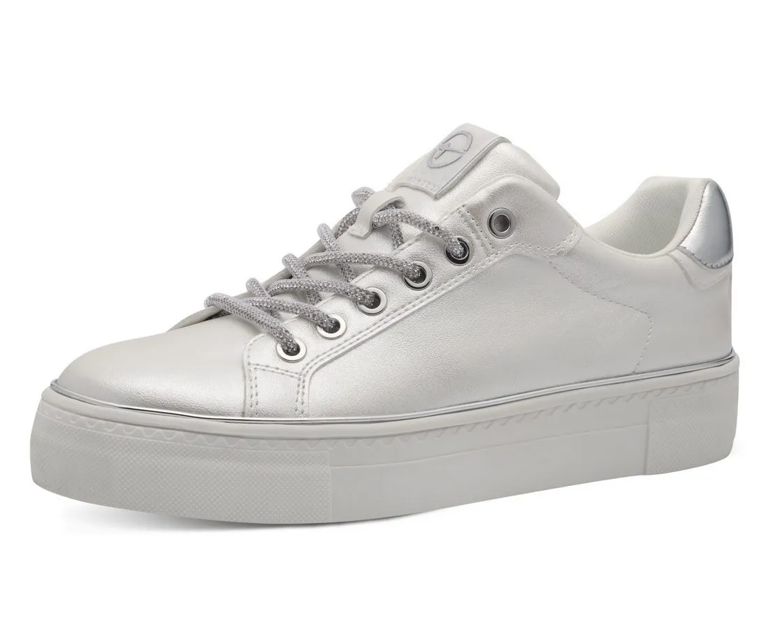 TAMARIS Plateausneaker, Freizeitschuh, Halbschuh, Schnürschuh, Kontrastbesatz an der Ferse
