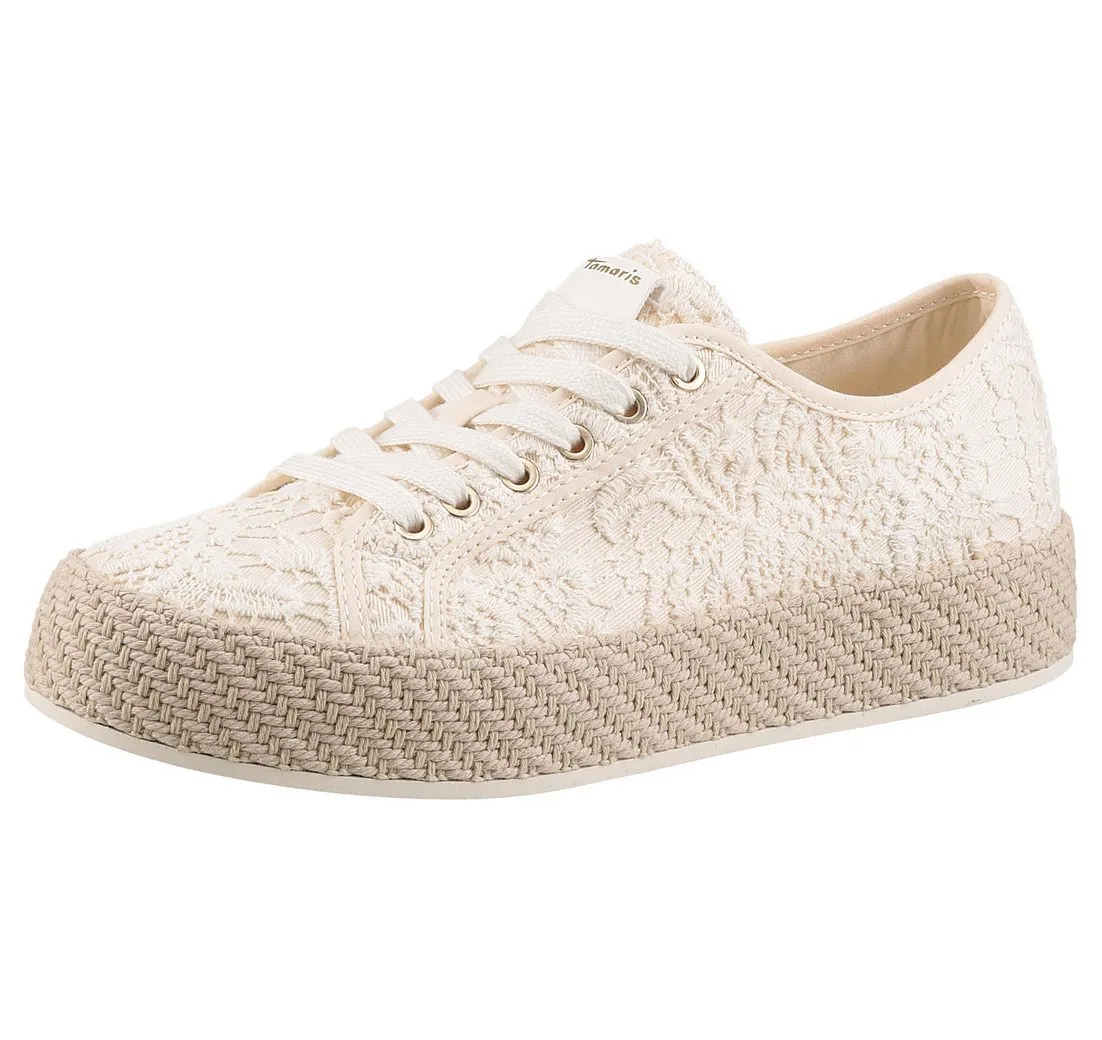 TAMARIS Plateausneaker, Freizeitschuh, Halbschuh, Schnürschuh mit Häkelapplikation