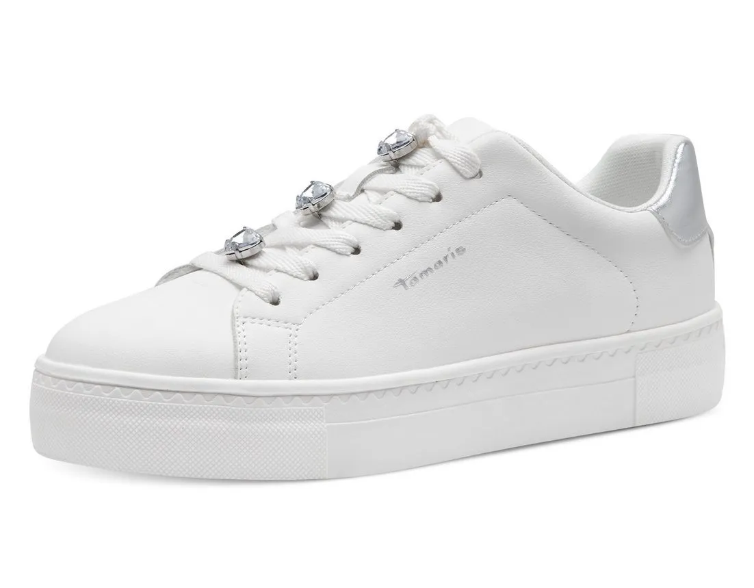 TAMARIS Plateausneaker, Freizeitschuh, Halbschuh, Schnürschuh mit Schmucksteinen verziert