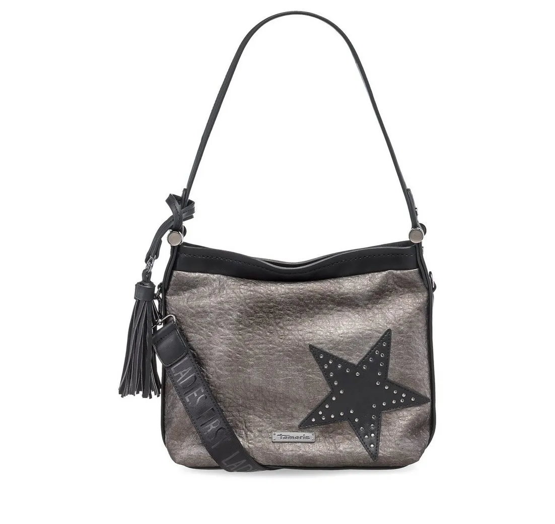 Tamaris Schultertasche Jem (Set), Damen Hobo Bag S, Schultertasche metallic, Stern-Applikation