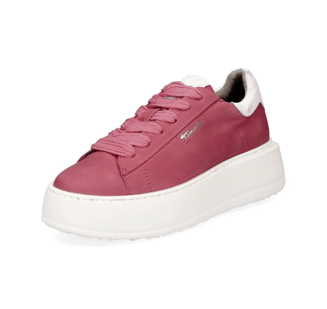 TAMARIS Tamaris Damen Leder Plateau Sneaker pink Sneaker