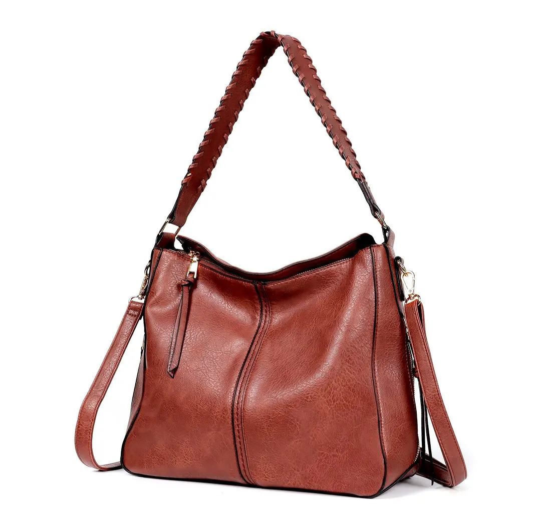 TAN.TOMI Schultertasche Handtasche Damen Shopper Lederimitat Umhängetasche Groß Schultertasche, Vintage Weiches Umhängetasche Hobo Taschen Schultertasche für Frauen