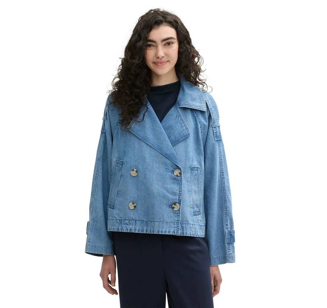TOM TAILOR DENIM Jeansjacke mit verstellbaren Riegeln an Ärmel, Saum und Schulter