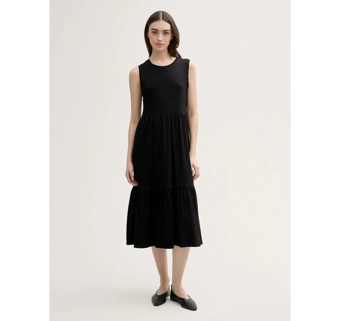 TOM TAILOR DENIM Sommerkleid Midi-Kleid mit Rippstruktur