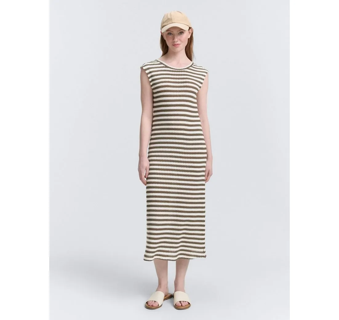 TOM TAILOR DENIM Sommerkleid Midi-Kleid mit Streifenmuster