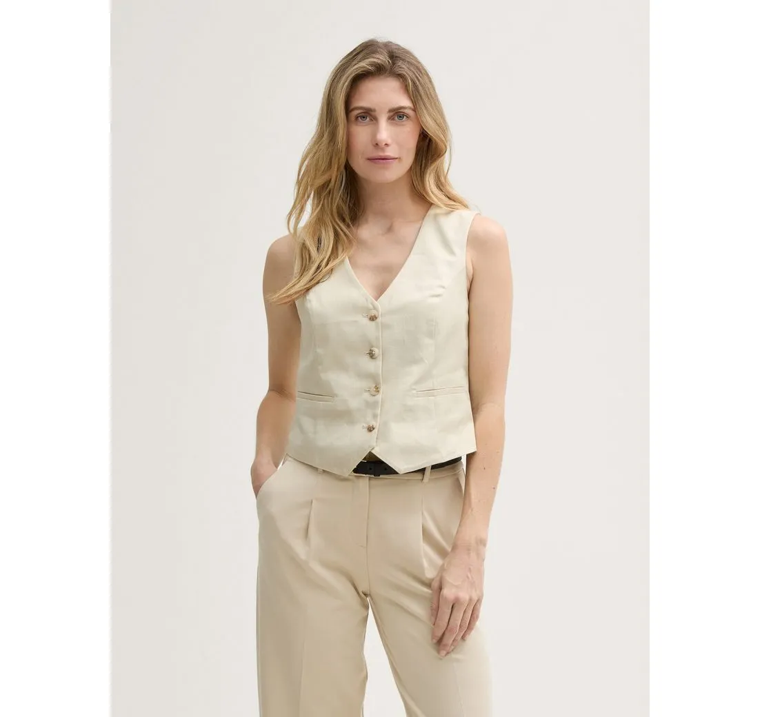 TOM TAILOR Kurzblazer Slim Fit Anzugweste aus Twill