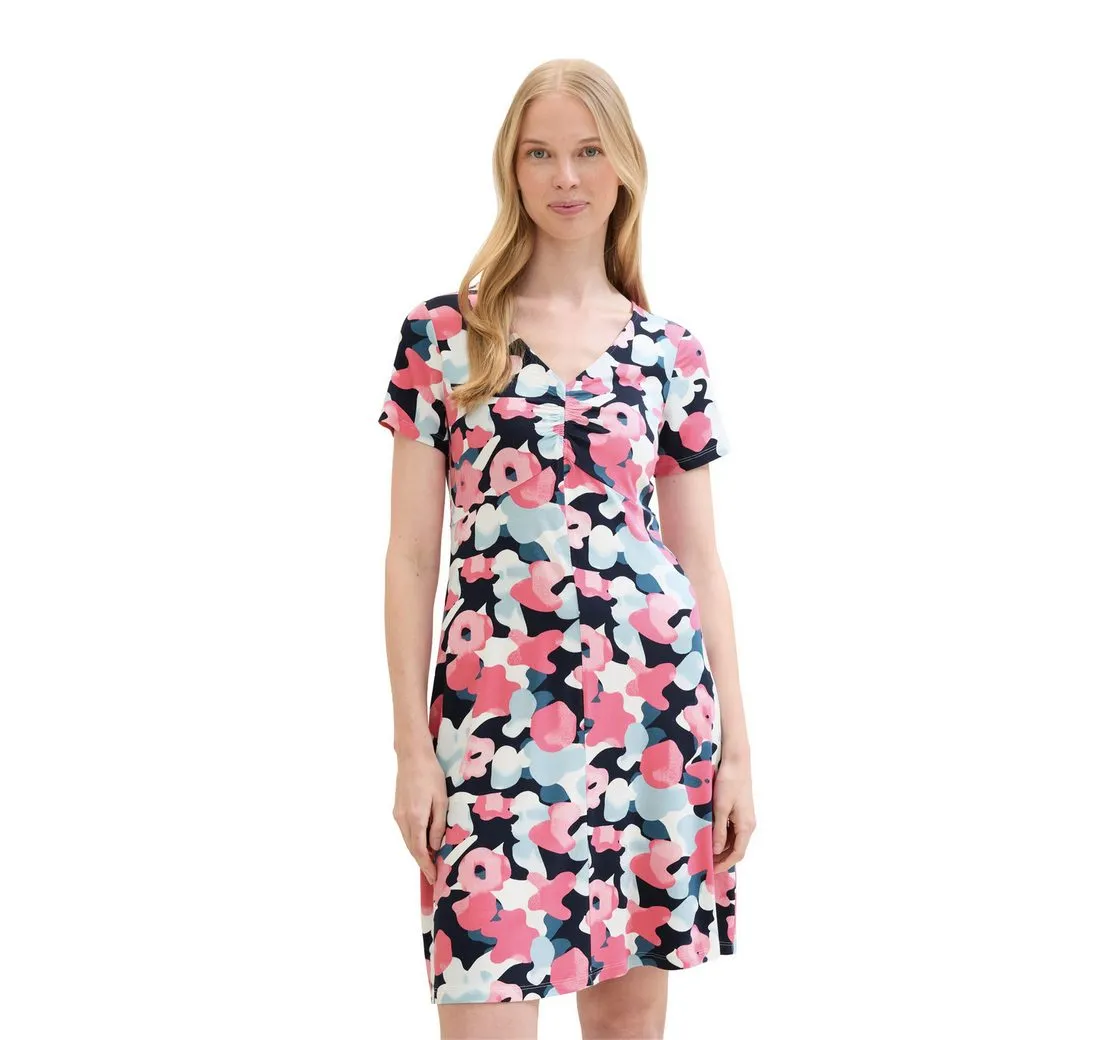 TOM TAILOR Minikleid mit Allover-Print und V-Ausschnitt