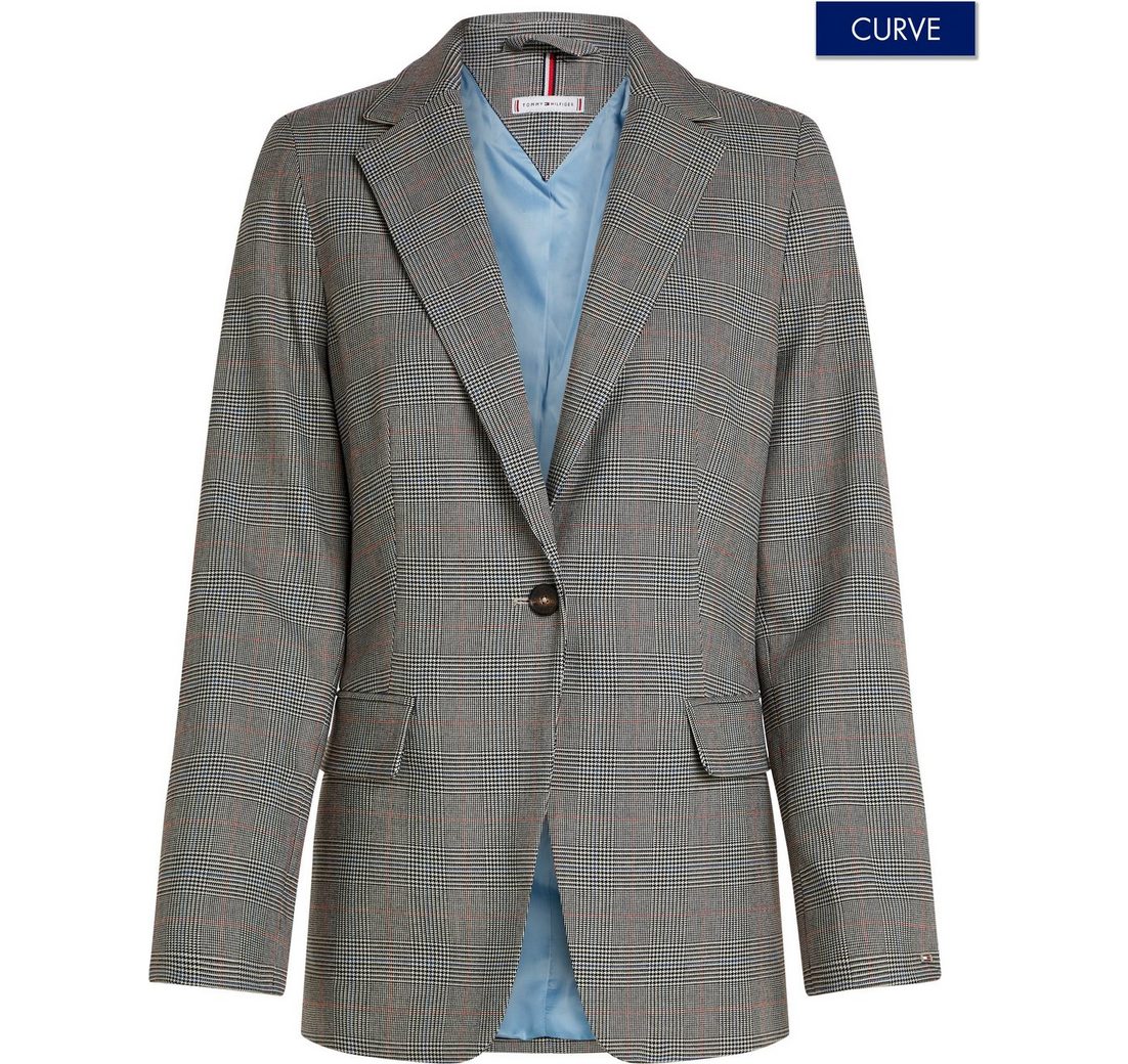 TOMMY HILFIGER CURVE Kurzblazer CRV POW CHECK REGULAR BLAZER Große Größen