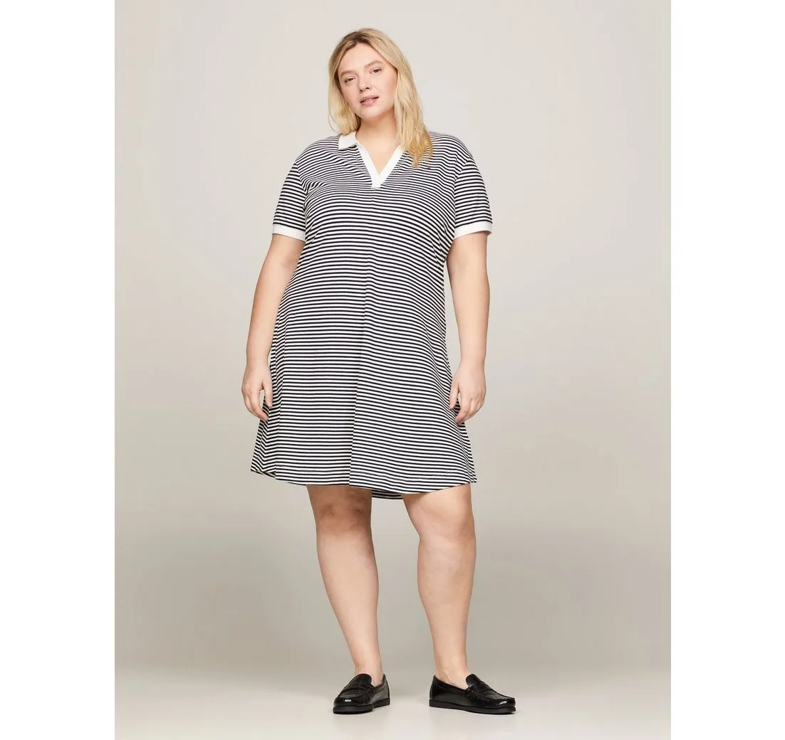 TOMMY HILFIGER CURVE Polokleid CRV OPEN PLACKET F&F LY POLO DRS Große Größen