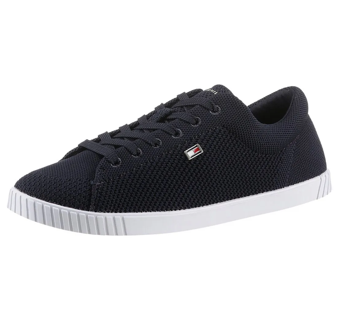 TOMMY HILFIGER FLAG LACE UP SNEAKER KNIT Sneaker, Freizeitschuh, Halbschuh, Schnürschuh mit seitlichem Flaggen-Label