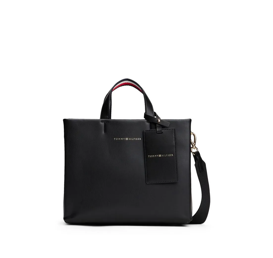 Tommy Hilfiger Henkeltasche TH ESTABLISHED MED SHOPPER, Damen-Umhängetasche, Schultertasche mit farbigen Streifen am Henkel