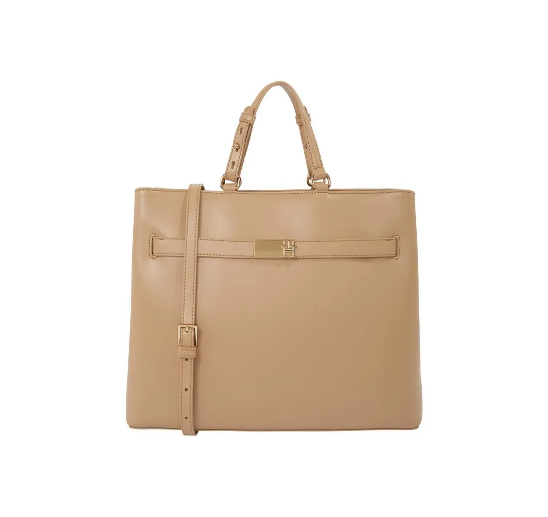 Tommy Hilfiger Henkeltasche TH HERITAGE SATCHEL, Damen Umhängetasche, Schultertasche mit TH-Schmuckelement