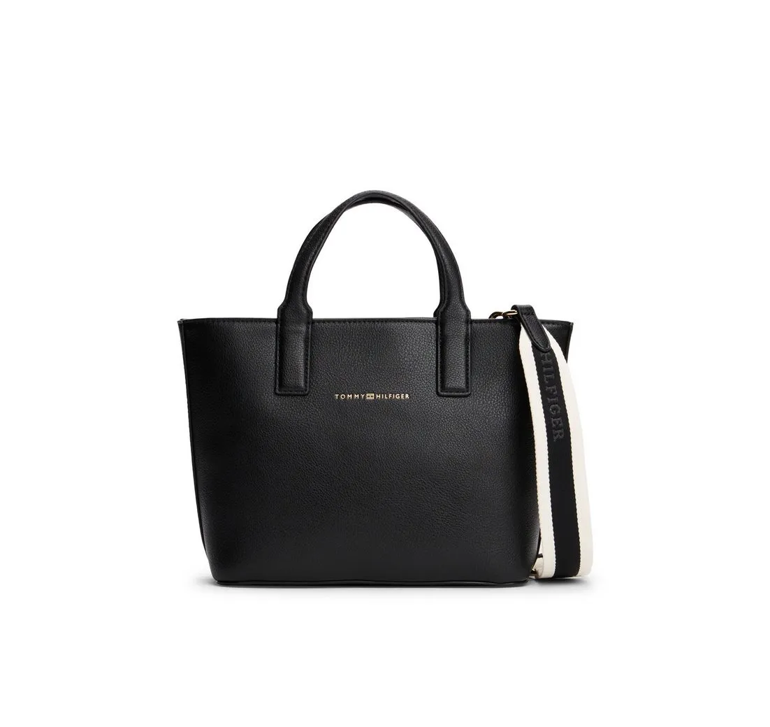 Tommy Hilfiger Henkeltasche TH LOGOTAPE MINI TOTE, Damen Umhängetasche, Schultertasche mit doppeltem Henkel