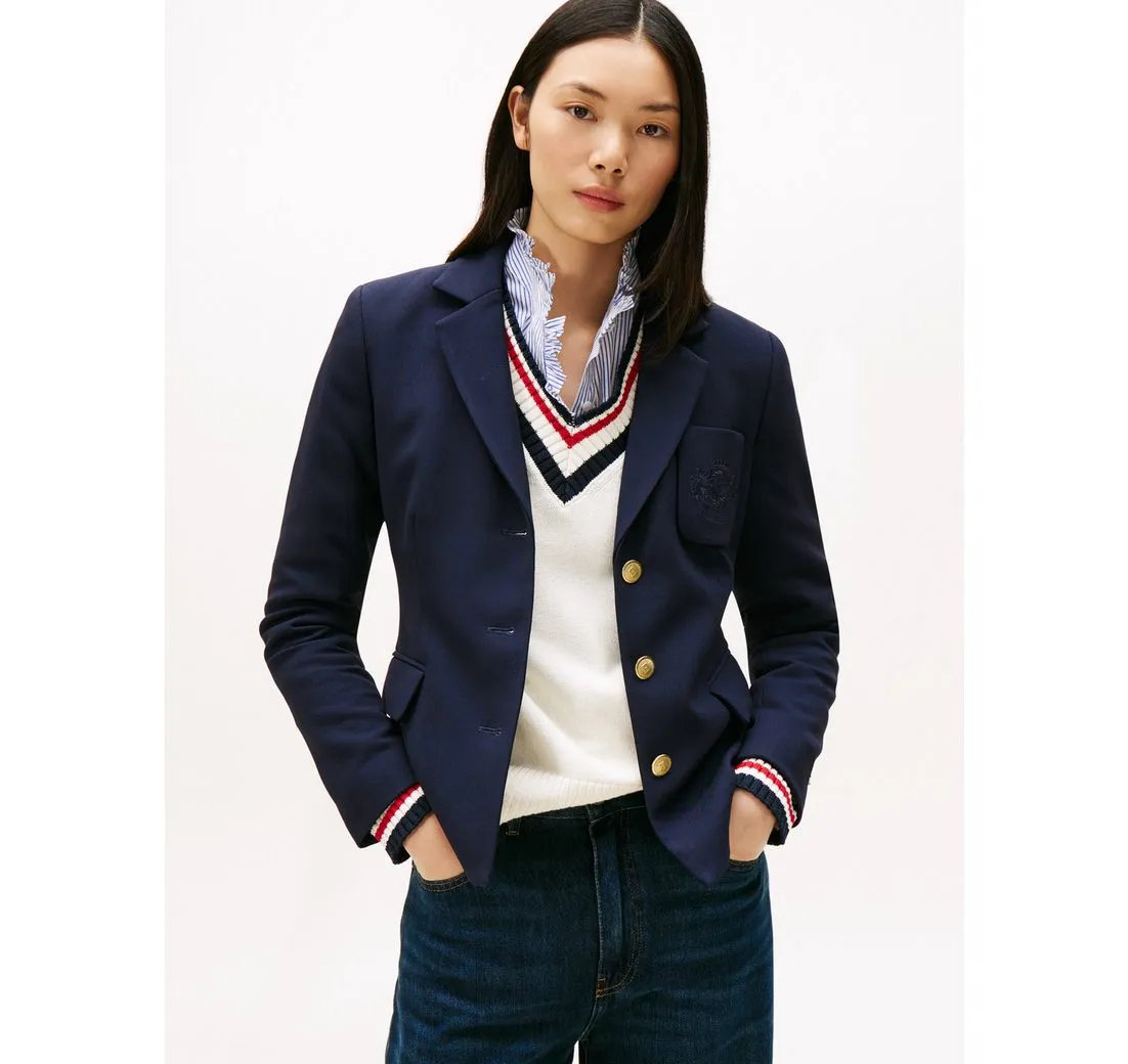 TOMMY HILFIGER Kurzblazer PUNTO TONAL CREST SLIM BLAZER