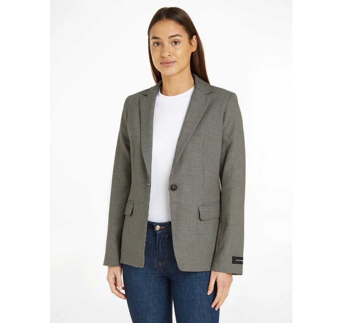 TOMMY HILFIGER Kurzblazer REGULAR SB BLAZER mit Logostickerei