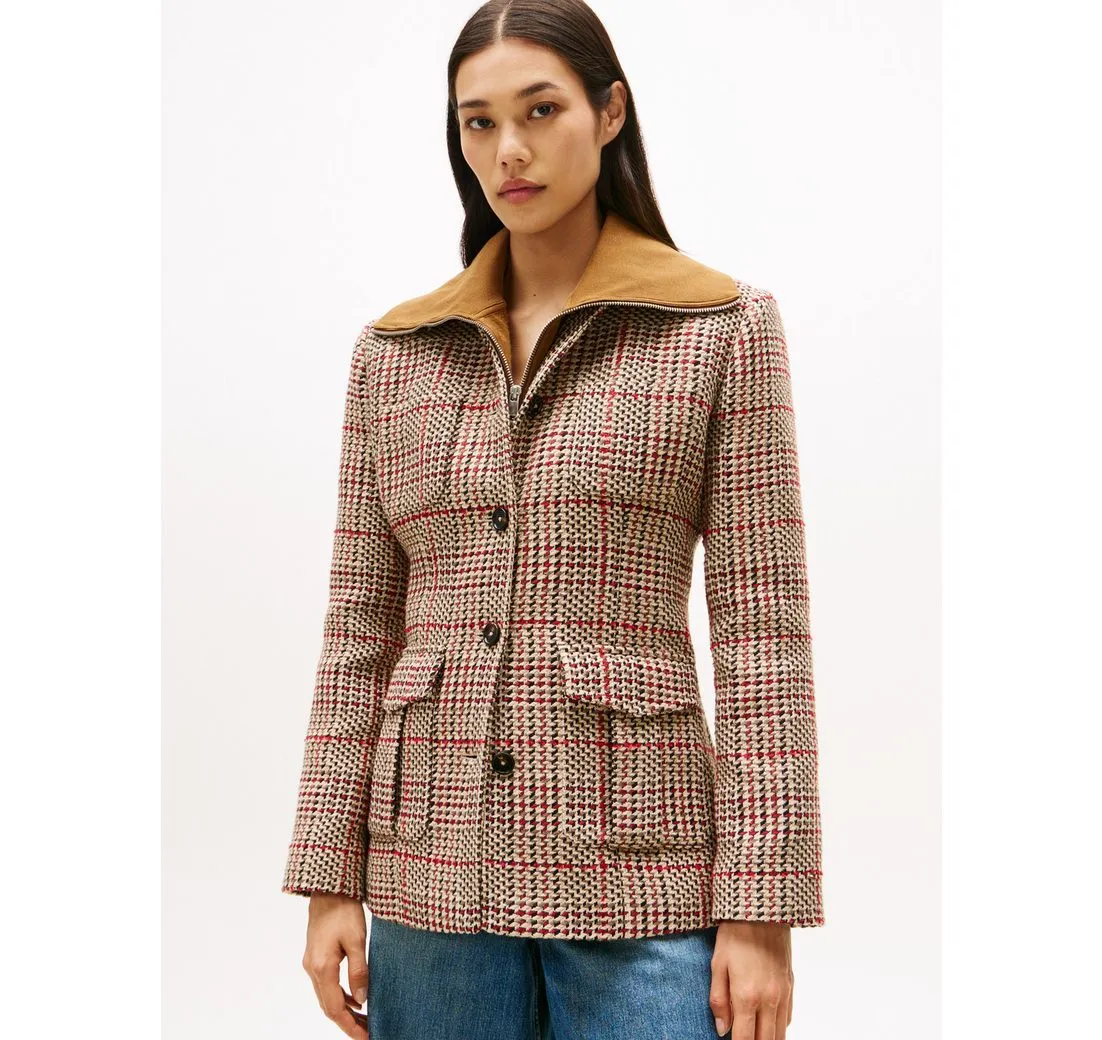 TOMMY HILFIGER Kurzblazer SEASONAL TEXTURE LADY JACKET mit Wollanteil