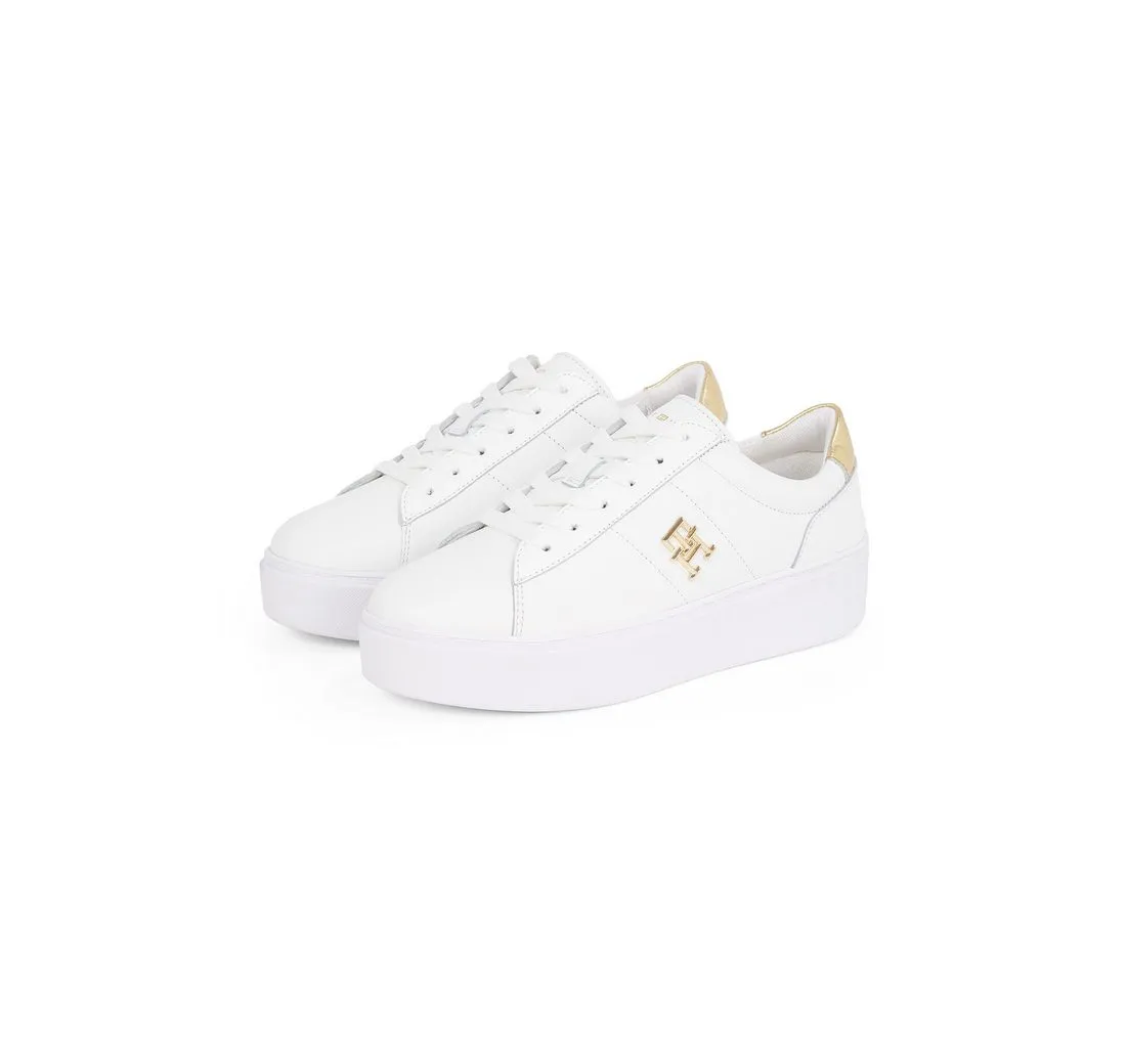 TOMMY HILFIGER PLATFORM COURT SNEAKER METALLICS Plateausneaker, Freizeitschuh, Halbschuh, Schnürschuh mit TH-Logo