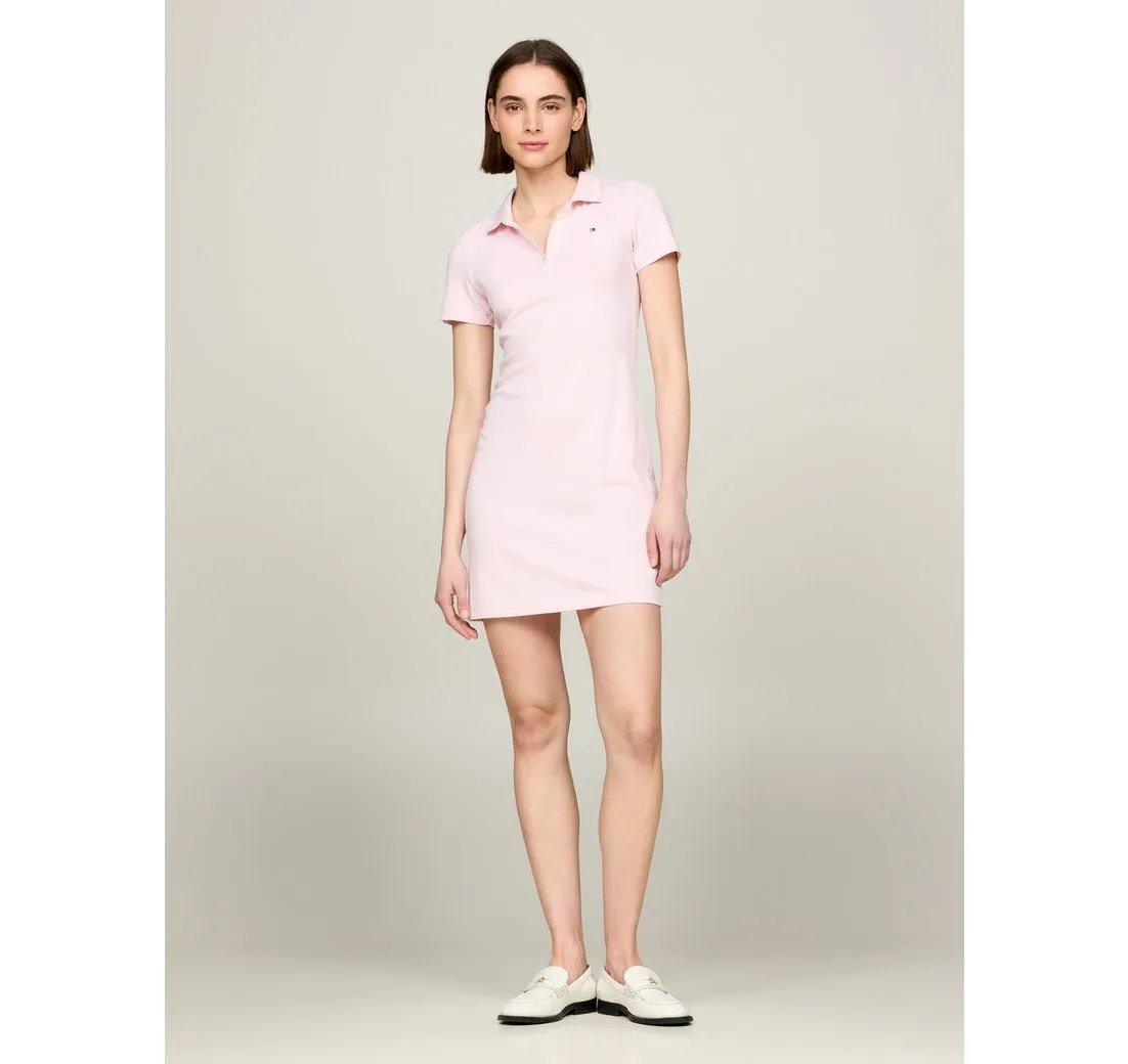 TOMMY HILFIGER Polokleid 1985 SLIM PIQUE POLO DRESS SS mit dezenter Tommy Hilfiger Logostickerei auf der Brust