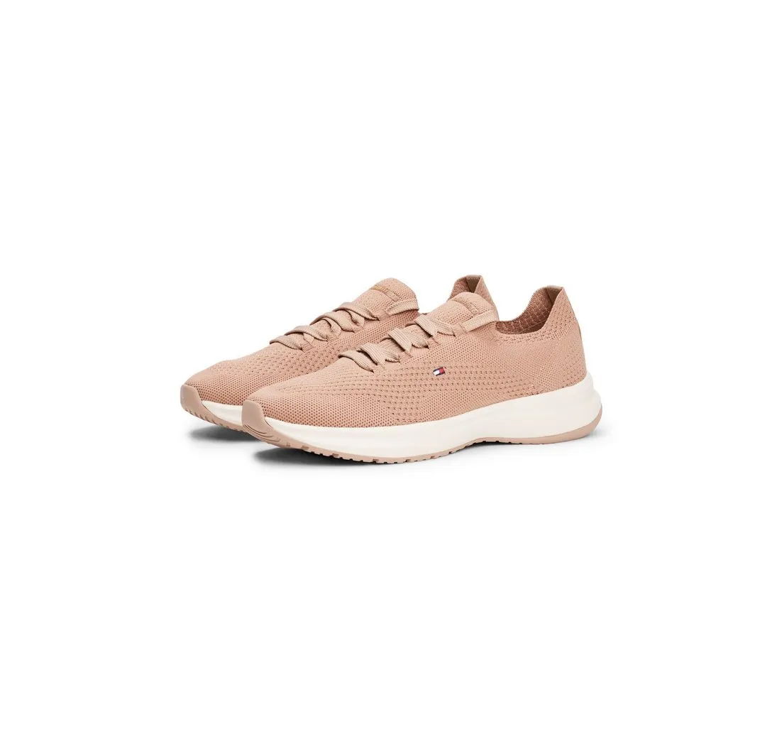 TOMMY HILFIGER TH KNIT RUNNER Slip-On Sneaker, Freizeitschuh, Halbschuh, Schnürschuh mit gestickter Logoflag