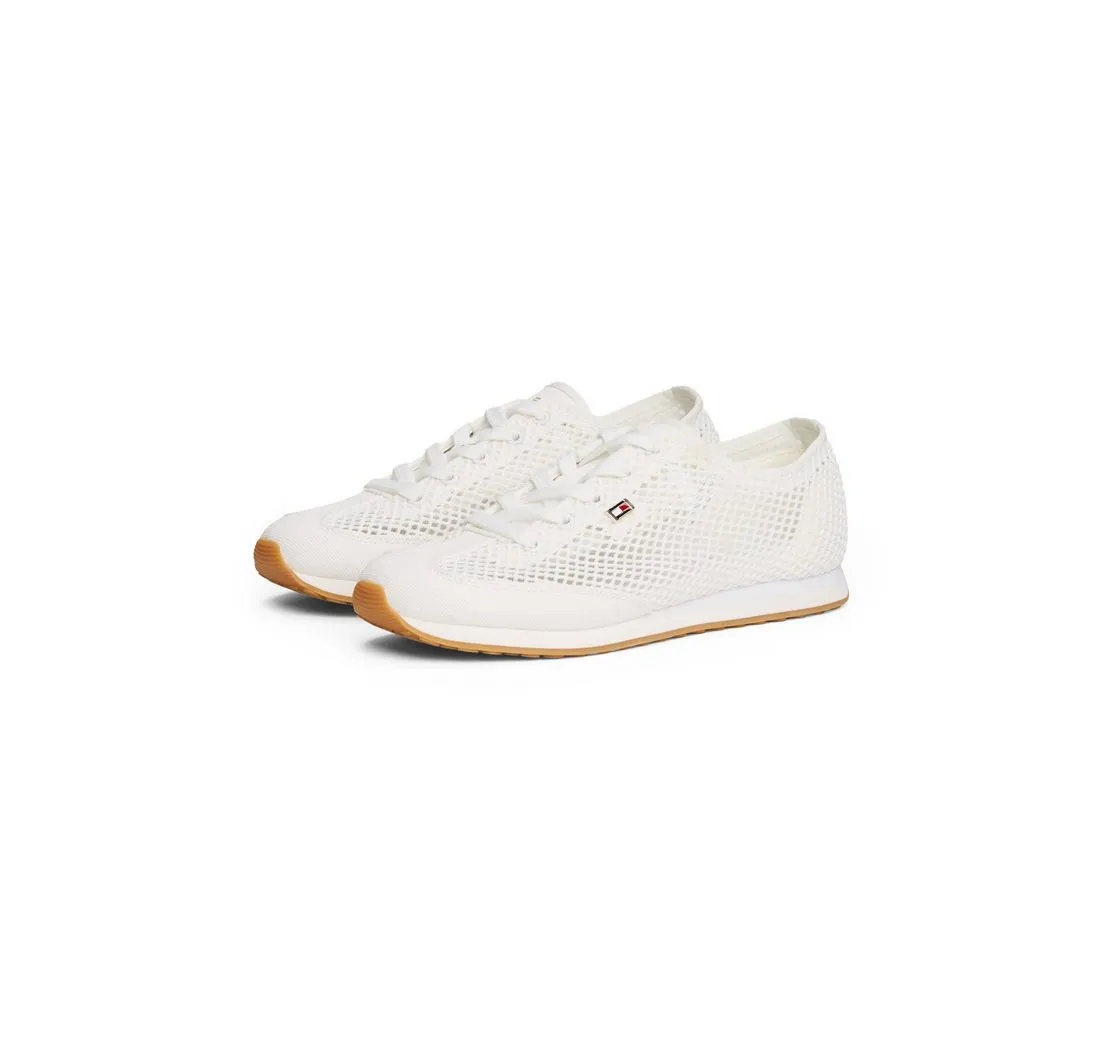 TOMMY HILFIGER TH OPEN MESH LOW PROFILE RUNNER Sneaker, Freizeitschuh, Halbschuh, Schnürschuh mit seitlicher Logoflagge