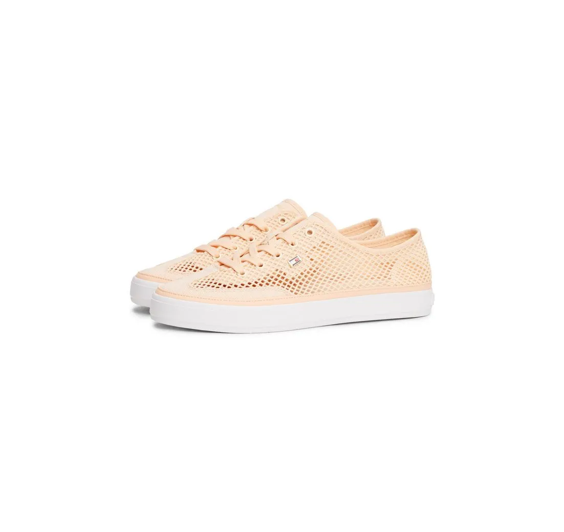 TOMMY HILFIGER TH OPEN MESH VULC SNEAKER Plateausneaker, Freizeitschuh, Halbschuh, Schnürschuh mit Logoflagge