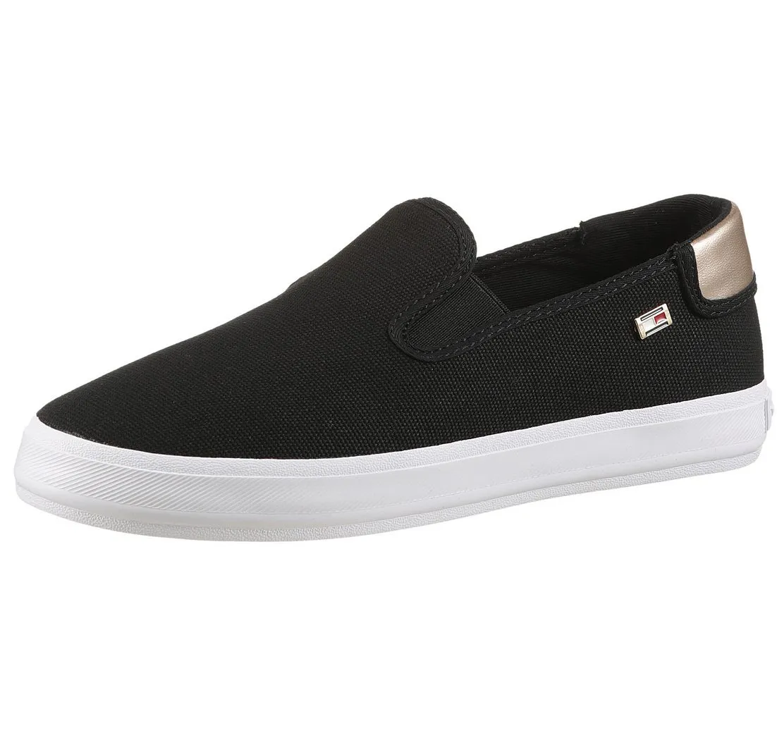 TOMMY HILFIGER VULC CANVAS SLIP-ON SNEAKER Slip-On Sneaker, Plateau, Freizeitschuh, Halbschuh mit Kontrastbesatz, schmale Form