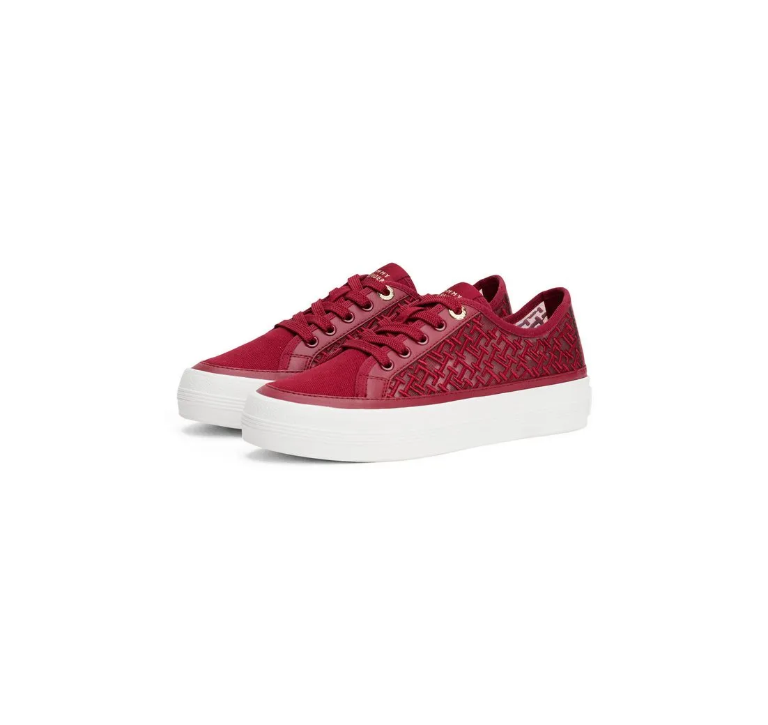 TOMMY HILFIGER VULC EMBROIDERED SNEAKER Plateausneaker,Freizeitschuh, Halbschuh, Schnürer mit unterlegter TH-Logostickerei