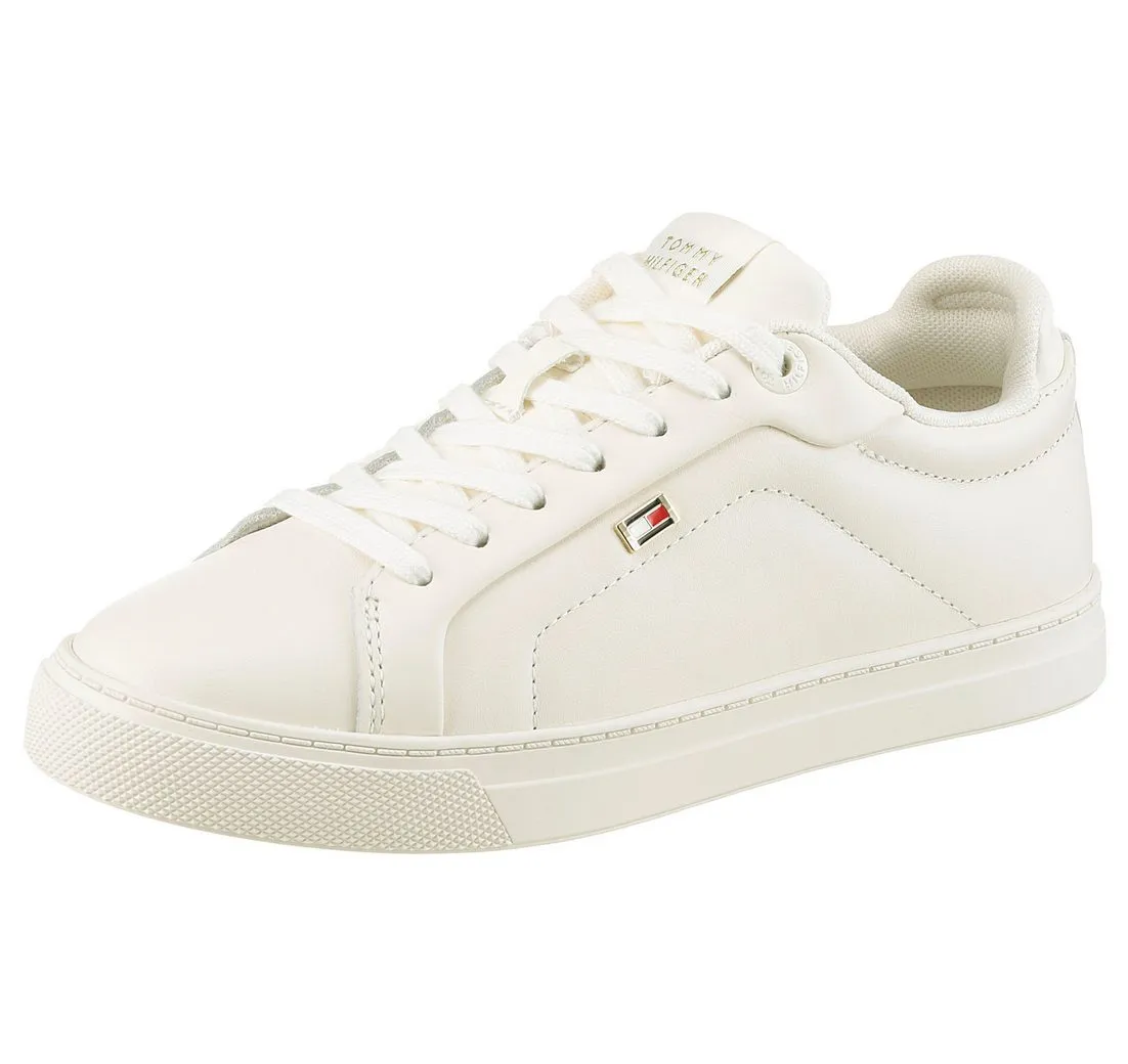 TOMMY HILFIGER WOMENS ICON COURT SNEAKER FLAG Plateausneaker, Freizeitschuh, Schnürschuh, Halbschuh mit gepolstertem Schaftrand