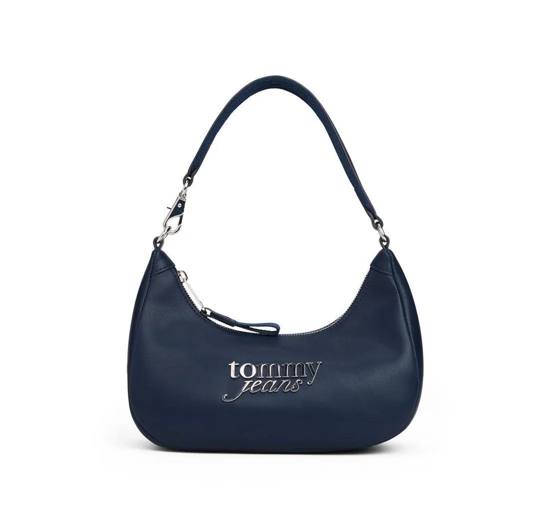 Tommy Jeans Schultertasche TJW BOLD SCRIPT SHOULDER BAG, Damen Umhängetasche, Hobobag, mit auffälligem Logo-Schmuckelement