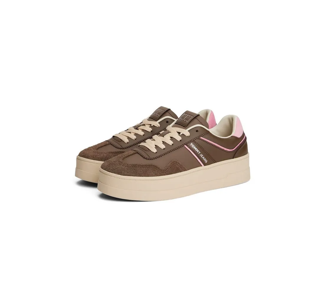 TOMMY JEANS THE GREENWICH FLATFORM Plateausneaker, Freizeitschuh, Halbschuh, Schnürschuh mit pastellfarbenem Kontast